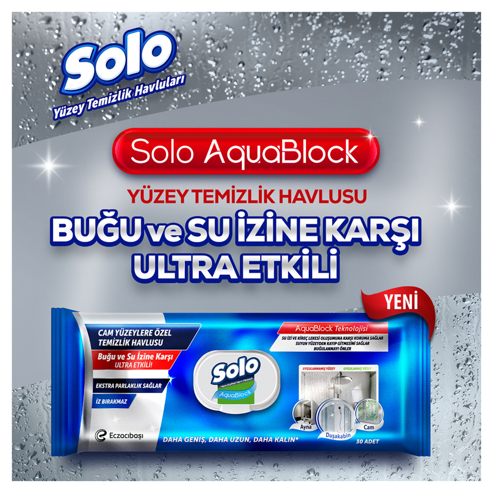 Solo Aquablock Cam Yüzeylere Özel Temizlik Havlusu 30 Yaprak