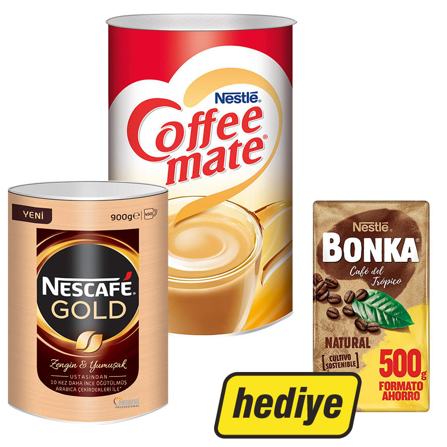 Nescafe Gold Kahve Teneke Kutu 900 gr + Nestle CoffeeMate Kahve
