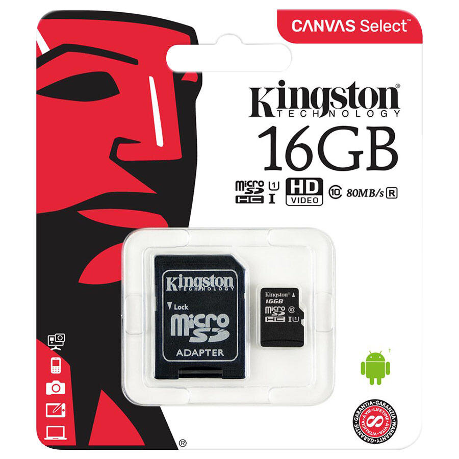 Kingston SDCS/16GB Canvas Select 16 GB Class10 Micro SD Kart