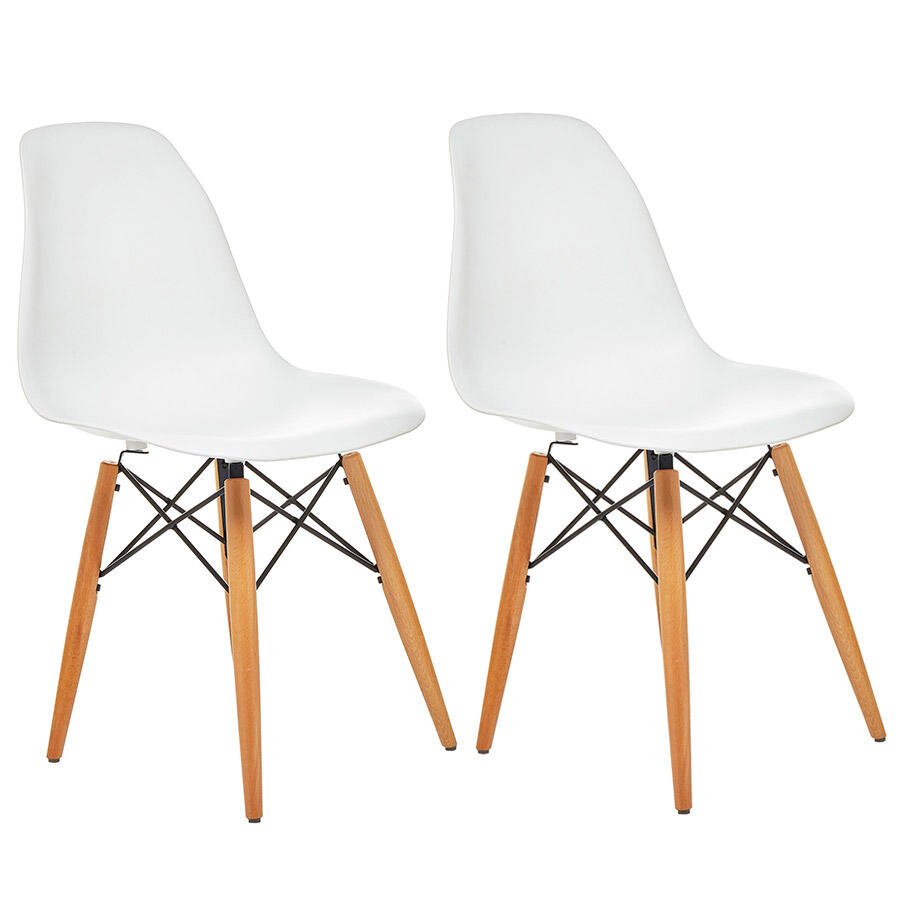 Seduna Eames Natural Ahşap Ayaklı 2 Adet Sandalye Beyaz Avansas
