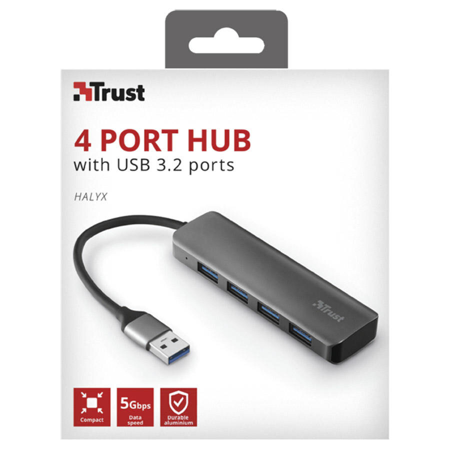 Trust 23327 Halyx USB 3.2 4 Port Hub Avansas